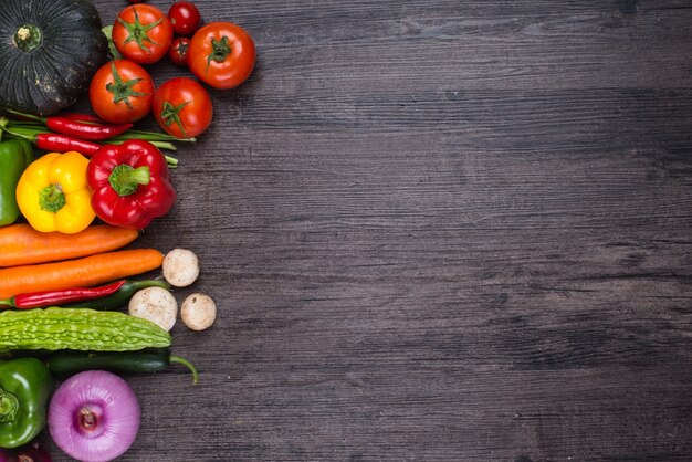 Mesa con verduras