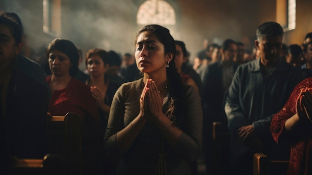 Mexicanos asistiendo a la iglesia