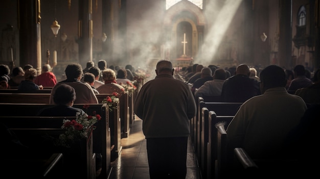 Mexicanos asistiendo a la iglesia