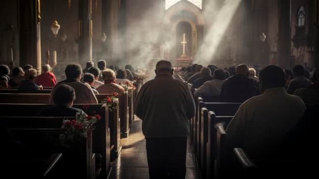 Mexicanos asistiendo a la iglesia