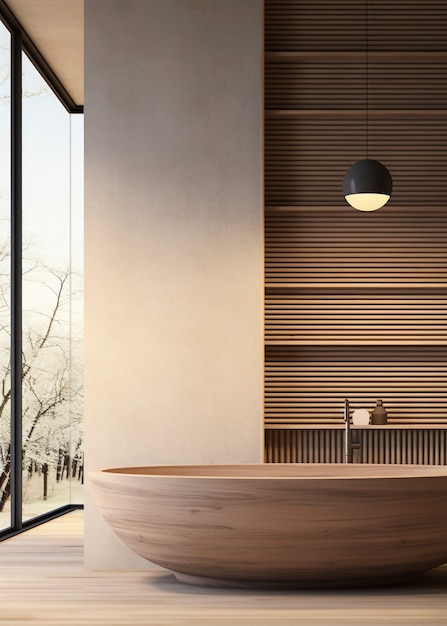 Foto gratuita mezcla de diseño interior nórdico minimalista con el estilo wabi-sabi japonés