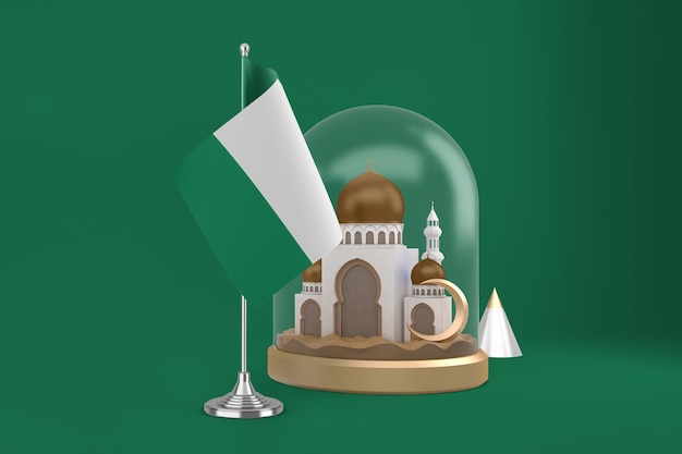 Foto gratuita mezquita y bandera de ramadán nigeria