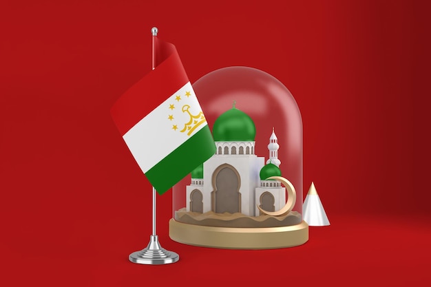 Foto gratuita mezquita y bandera de ramadán tayikistán