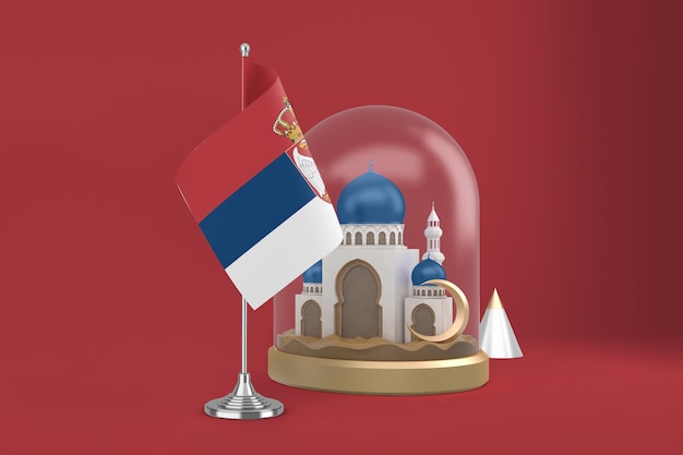 Foto gratuita mezquita y bandera de serbia de ramadán