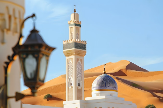 Foto gratuita mezquita majestuosa para la celebración del año nuevo islámico con arquitectura de fantasía