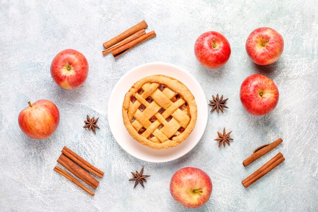 Mini tarta de manzana casera con canela.