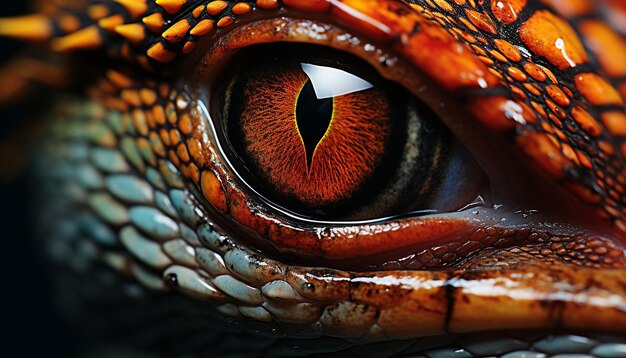 Mirando a la cámara color vibrante marcas animales reptil enfoque selectivo generado por inteligencia artificial