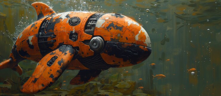 Foto gratuito mitad ballena, mitad robot al estilo fantástico