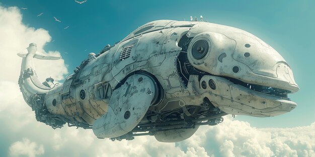 La mitad ballena, la mitad robot en estilo fantasía.