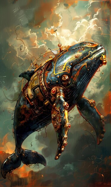 La mitad ballena, la mitad robot en estilo fantasía.
