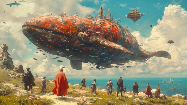 La mitad ballena, la mitad robot en estilo fantasía.