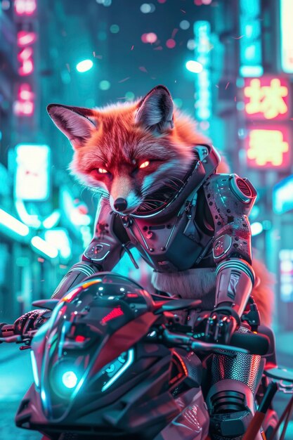 La mitad zorro, la mitad robot en estilo fantasía.