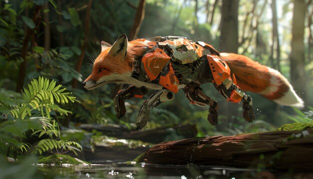 La mitad zorro, la mitad robot en estilo fantasía.