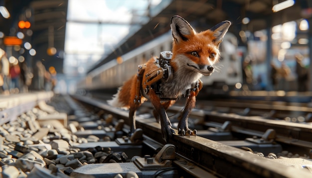 La mitad zorro, la mitad robot en estilo fantasía.