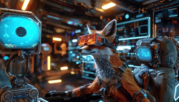 La mitad zorro, la mitad robot en estilo fantasía.
