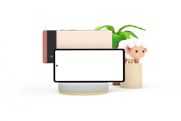 Photo Gratis mockup smartphone dan tablet dengan domba lucu