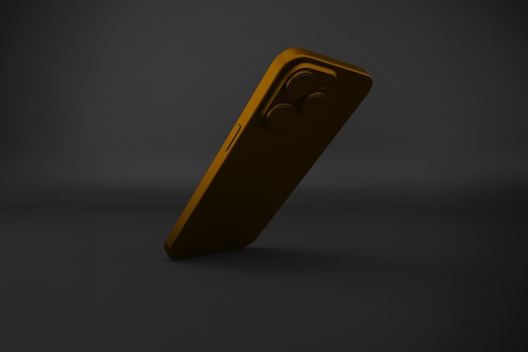 Foto gratuito mockup del teléfono 16 pro max en oro