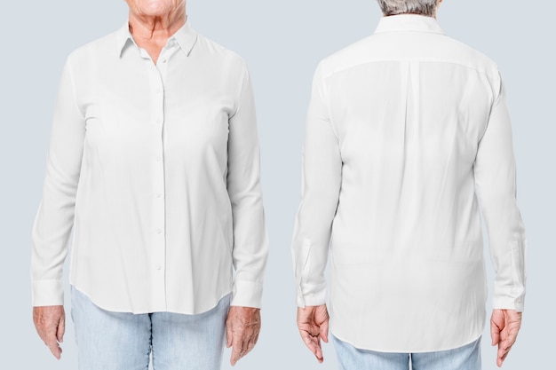 Moda de camisa blanca oversize para mujer con espacio de diseño