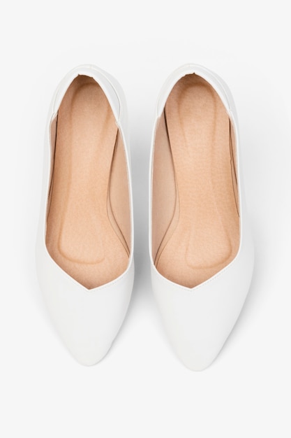 Moda de zapatos de tacón bajo blanco de mujer