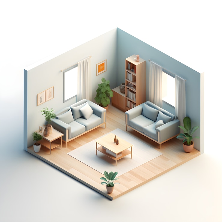 Foto gratuito modelo 3d de la habitación de la casa