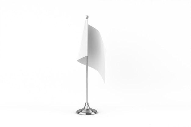 Un modelo de bandera de oficina blanca en blanco en una mesa