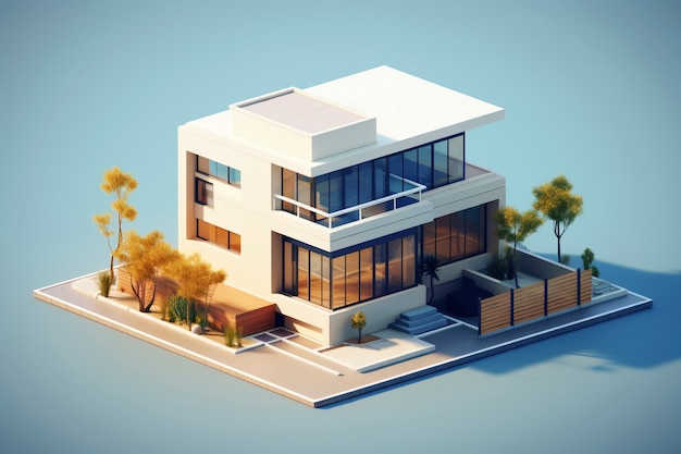 Foto gratuita modelo de casa en 3d con arquitectura moderna