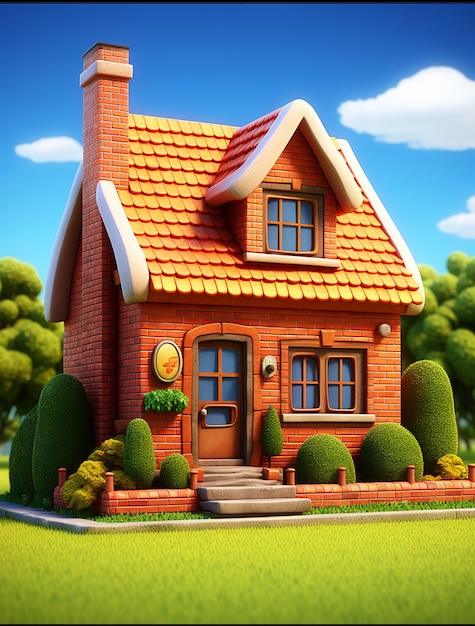 Foto gratuita modelo de casa de dibujos animados y arquitectura de edificios