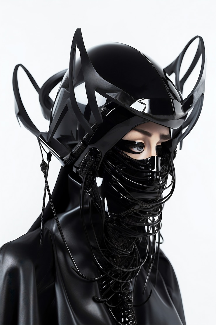 Foto gratuito modelo de tiro medio posando con máscara futurista.