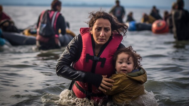 Momento capturado durante una crisis migratoria con personas.