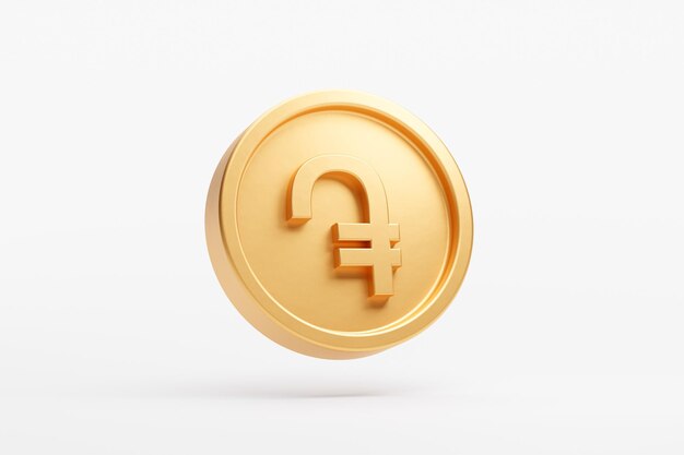 Moneda de oro dram armenia moneda dinero icono signo o símbolo negocio e intercambio financiero ilustración de fondo 3D