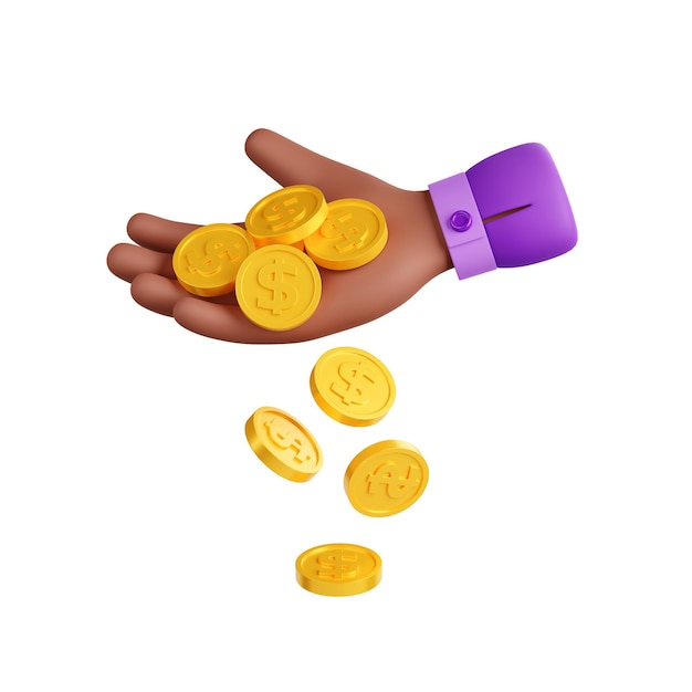 Foto gratuita monedas de oro cayendo de un montón de dinero en la mano del hombre
