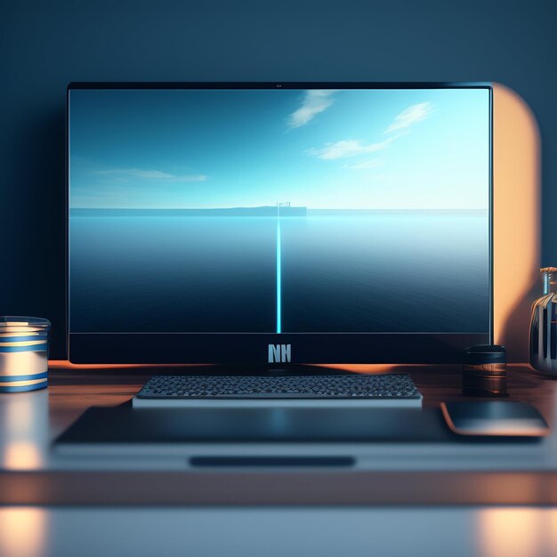 Un monitor de computadora con la palabra ni en la pantalla