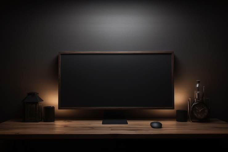 Foto gratuito monitor moderno en mesa elegante