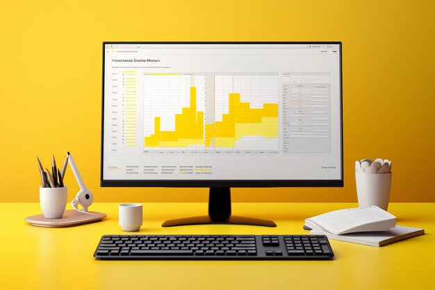 Monitor moderno en mesa elegante