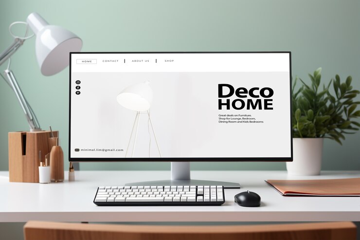 Foto gratuito monitor moderno en mesa elegante