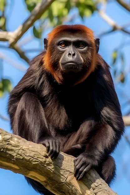 Un mono lindo en una rama en la naturaleza