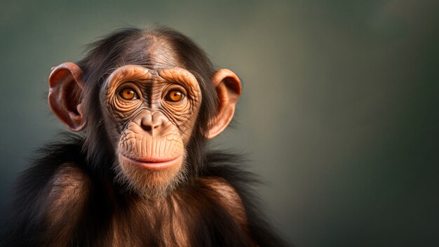 Mono de vista frontal posando en estudio
