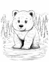 Foto gratuita monochrome line art bear coloring page illustration