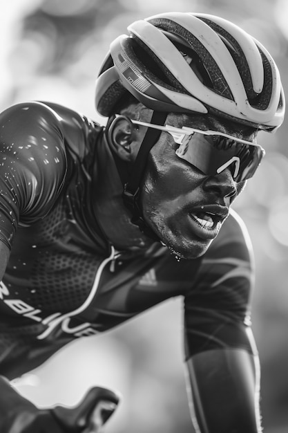 Foto gratuita monochrome portrait of athlete competing in the olympic games championship