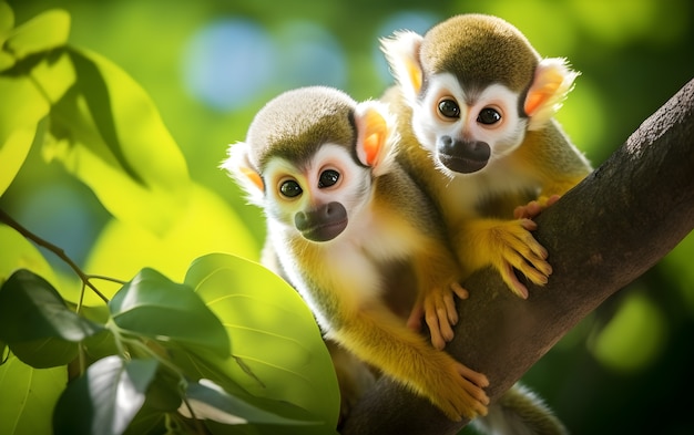 Los monos lindos en las ramas