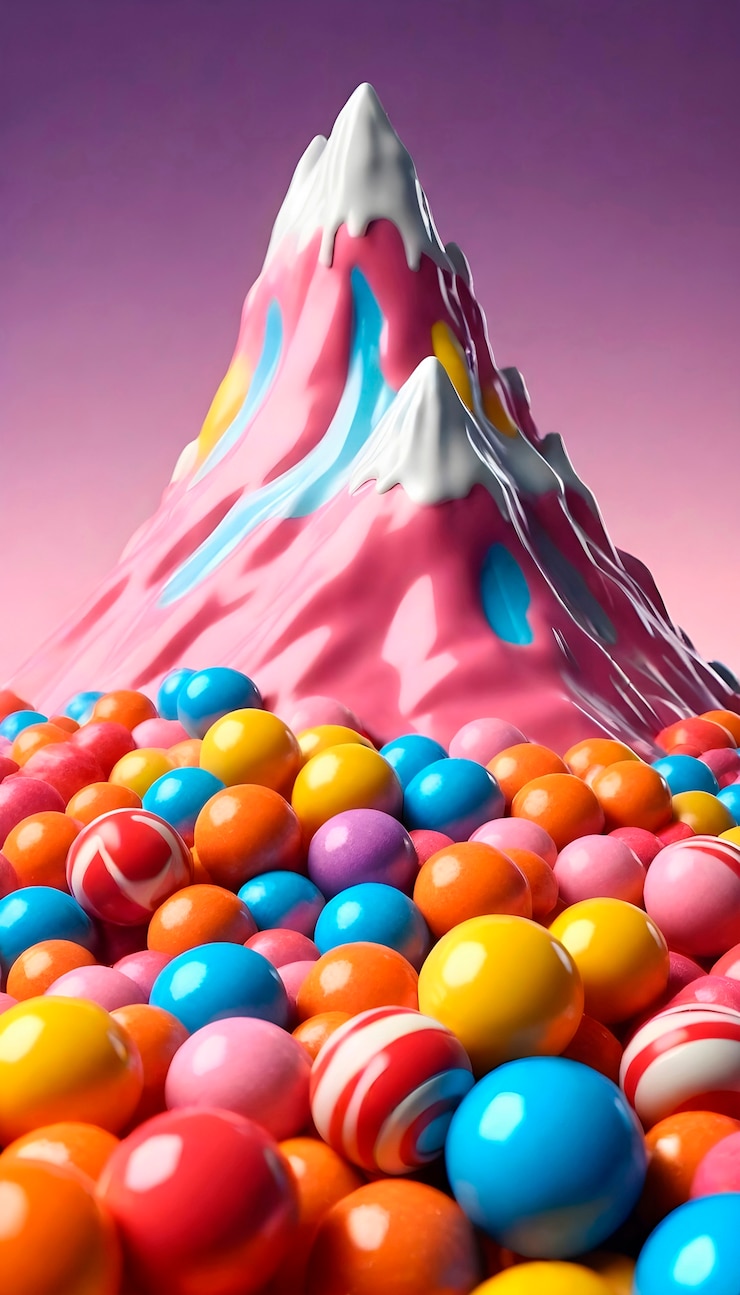 Foto gratuito una montaña fantástica hecha de dulces