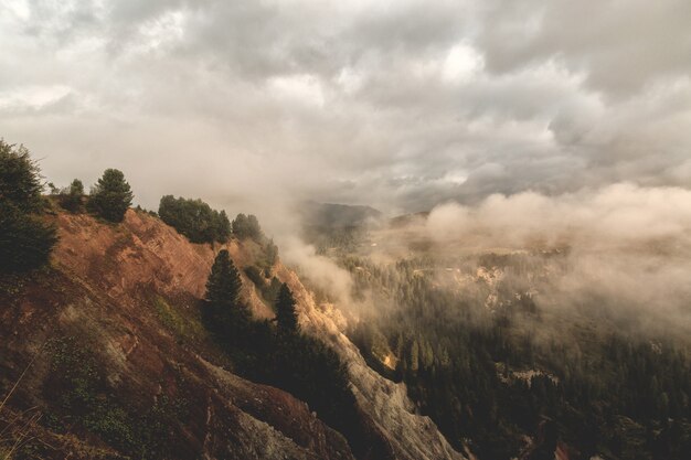 Montaña marrón y verde