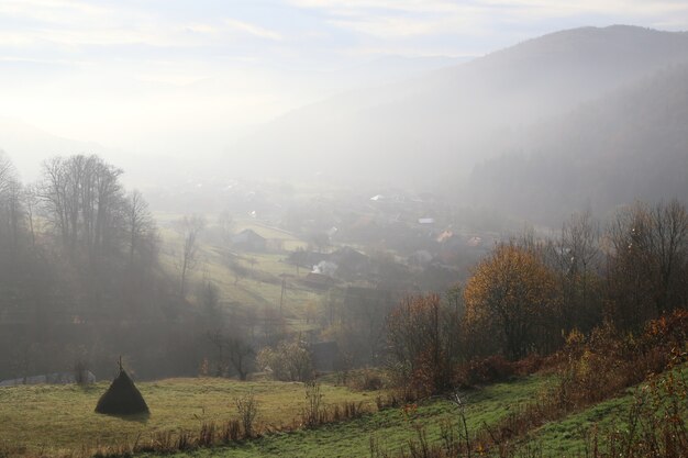 montaña con niebla