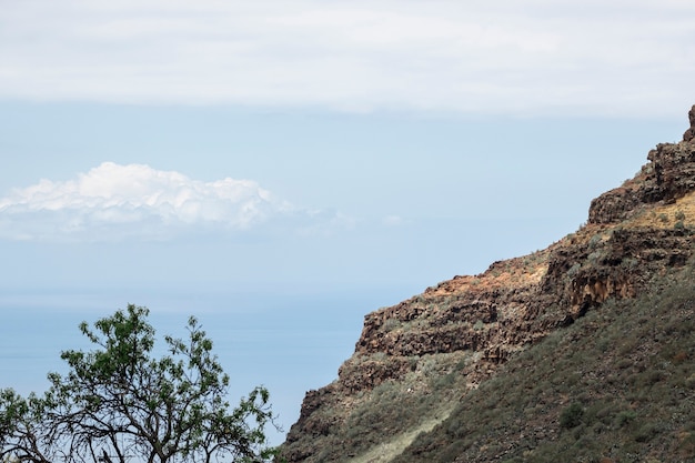 Montaña con nubes en el fondo