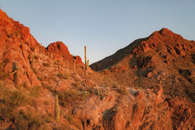 Montañas rocosas con paisaje de naturaleza de fondo del desierto