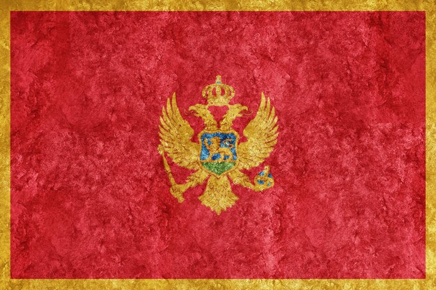Montenegro Bandera metálica, bandera texturizada, bandera grunge