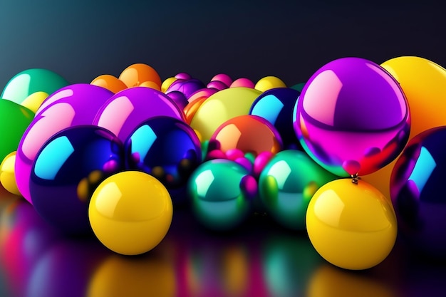 Foto gratuita un montón de bolas de colores sobre un fondo oscuro