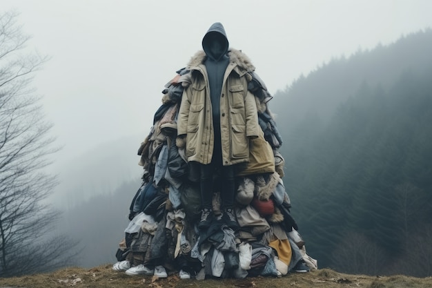 Foto gratuita montón de ropa en plena naturaleza