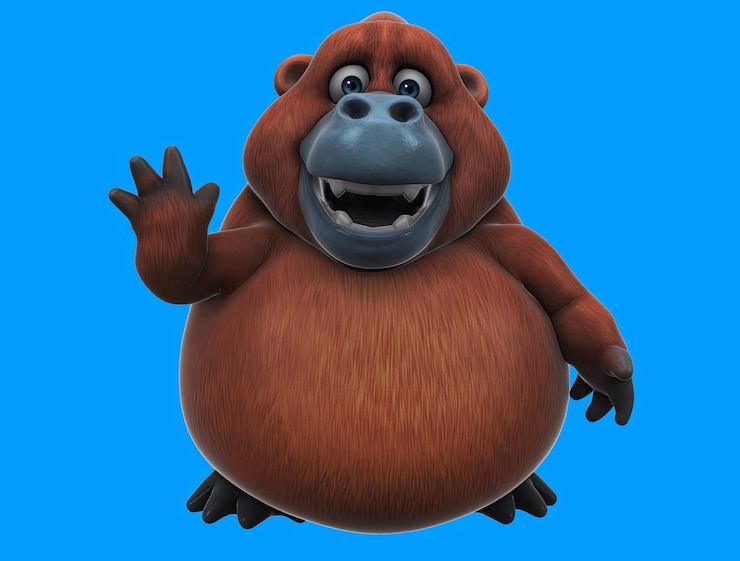 Photo Gratis monyet kartun 3d lucu menyapa