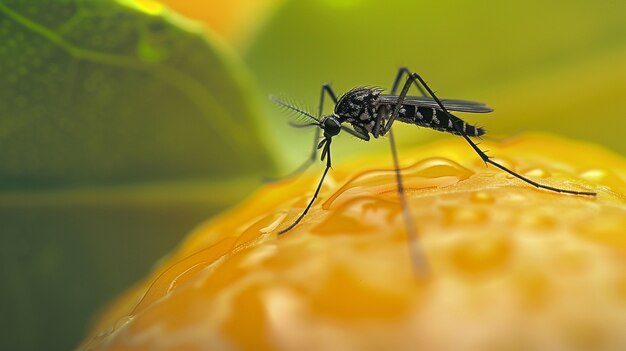 El mosquito de cerca en la naturaleza